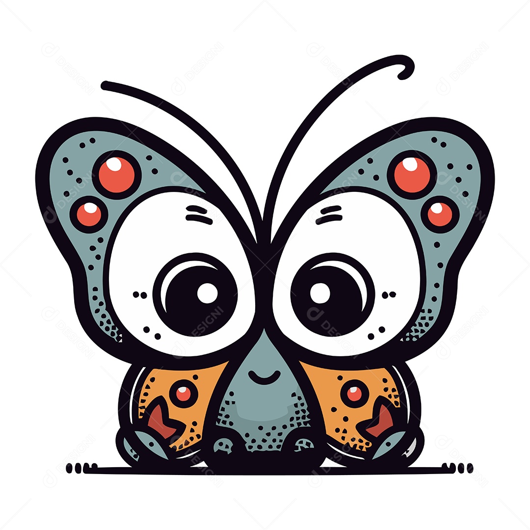 Borboleta de Desenho Animado Ilustração Vetor EPS
