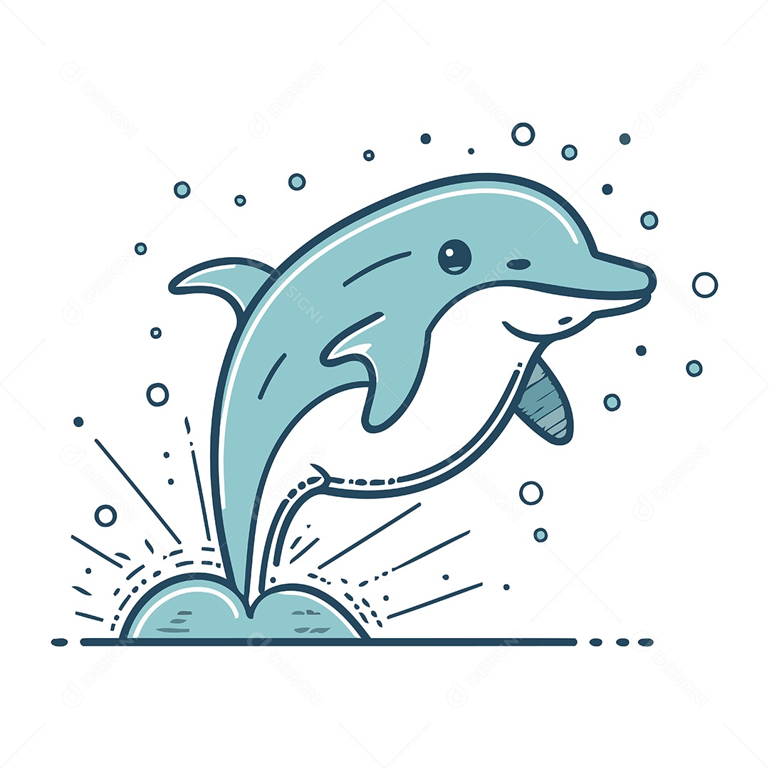 Golfinho de Desenho Animado Ilustração Vetor EPS