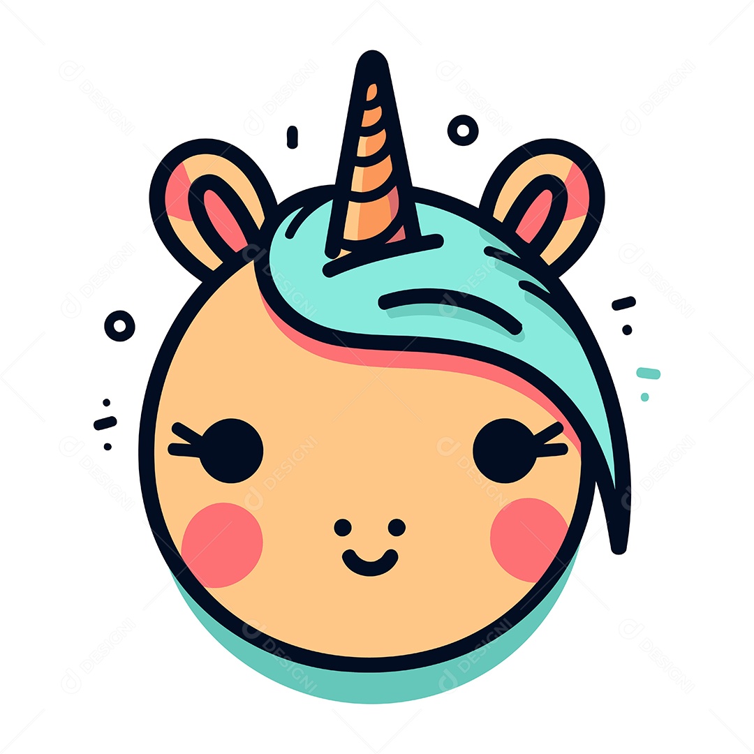 Cabeça de Unicórnio Fofa Ilustração Vetor EPS