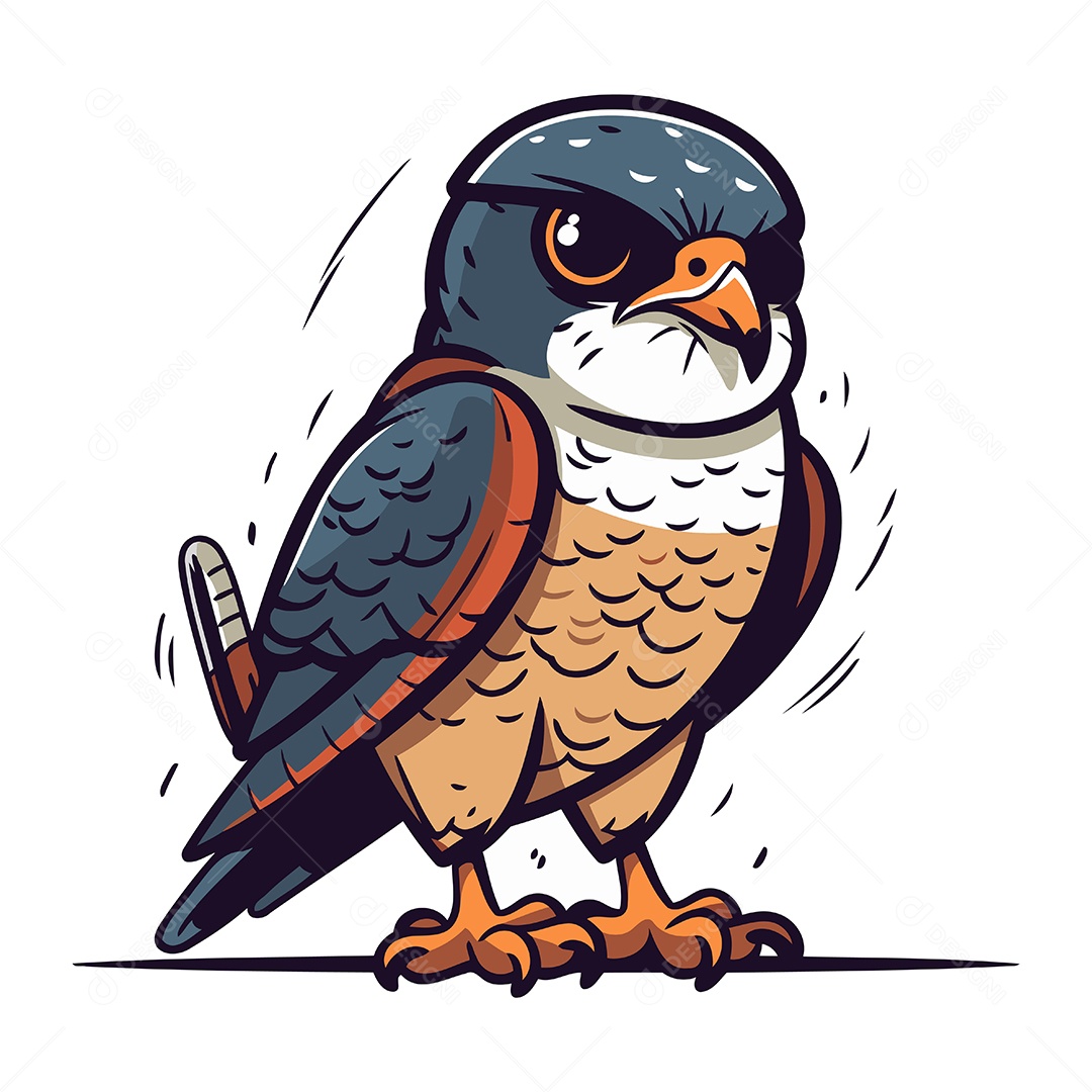 Falcão Peregrino de Desenho Animado Ilustração Vetor EPS