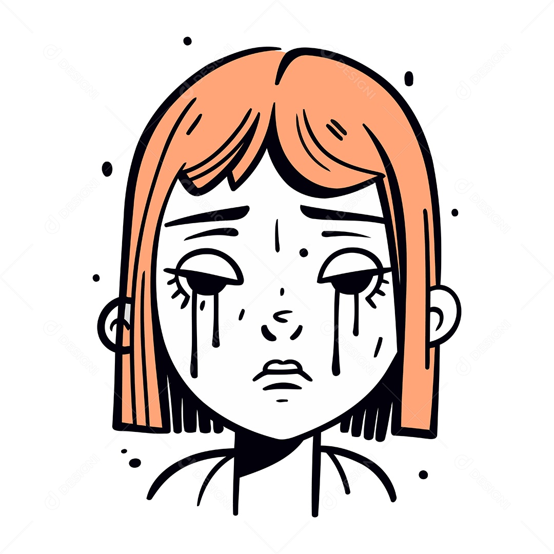 Mulher Triste de Desenho Animado Ilustração Vetor EPS