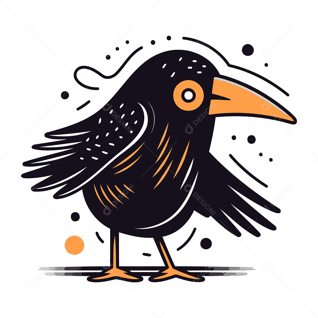 Corvo de Desenho Animado Ilustração Vetor EPS