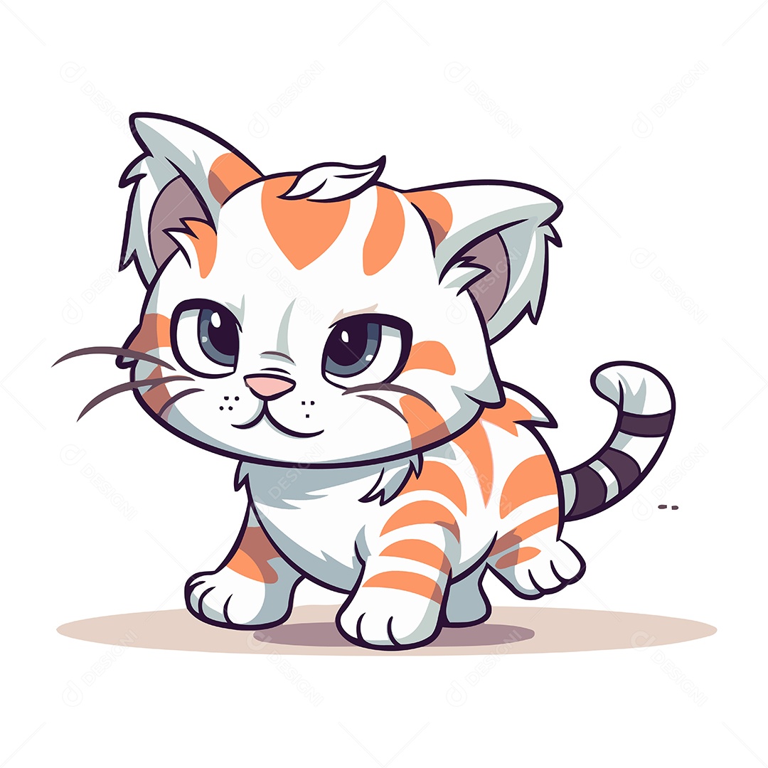 Gato Fofo de Desenho Animado Ilustração Vetor EPS