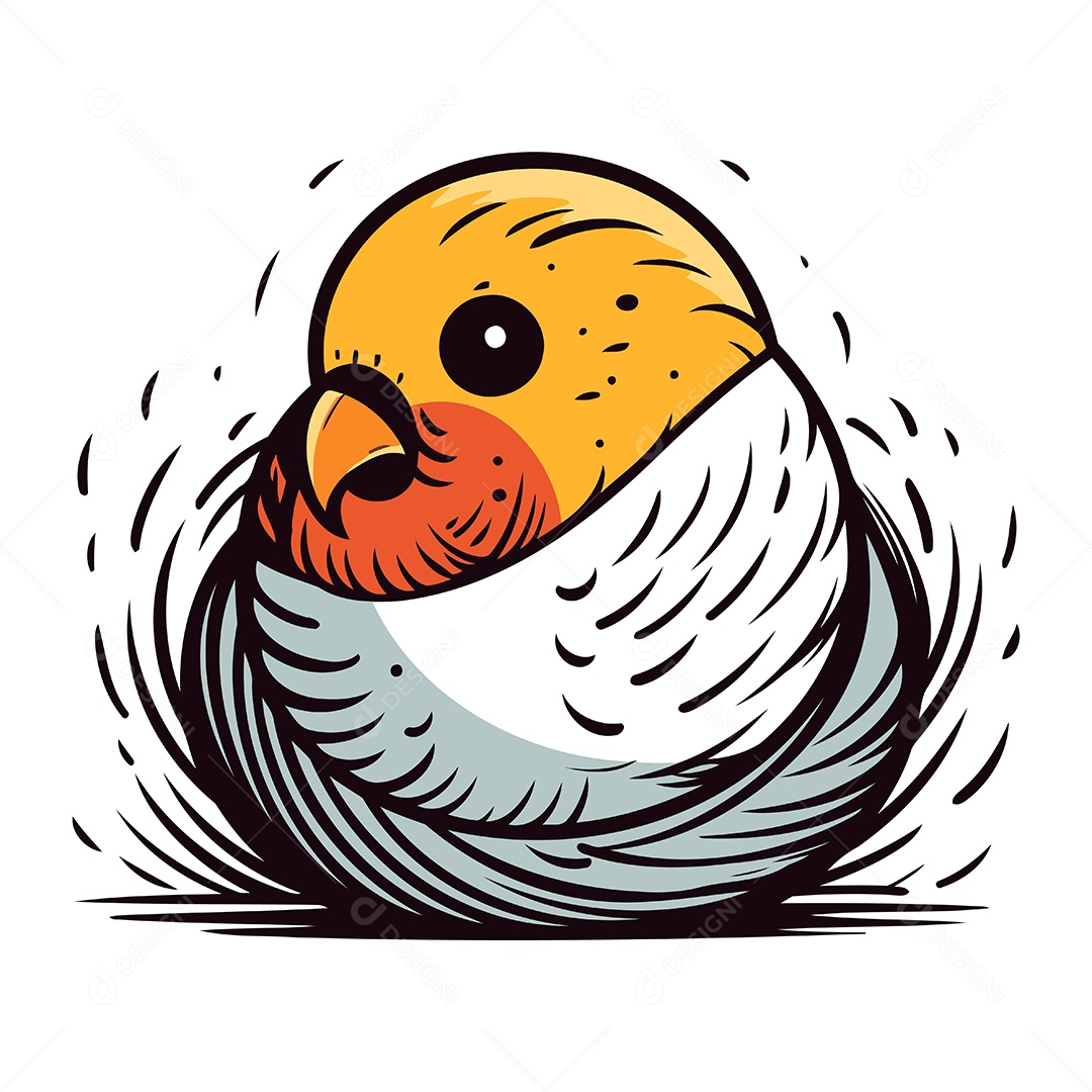 Pássaro Fofo no Ninho Ilustração Vetor EPS