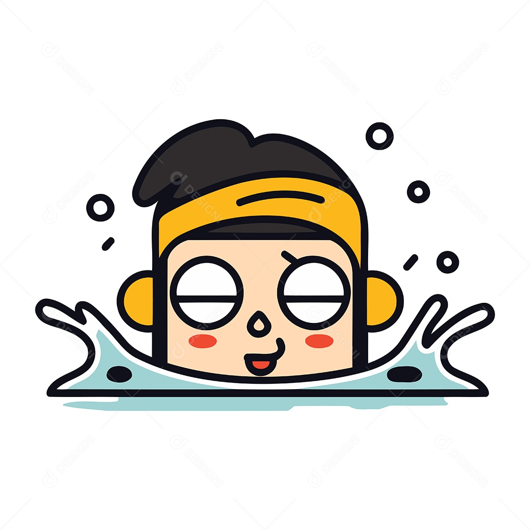 Menino Fofo Nadando na Piscina Ilustração Vetor EPS