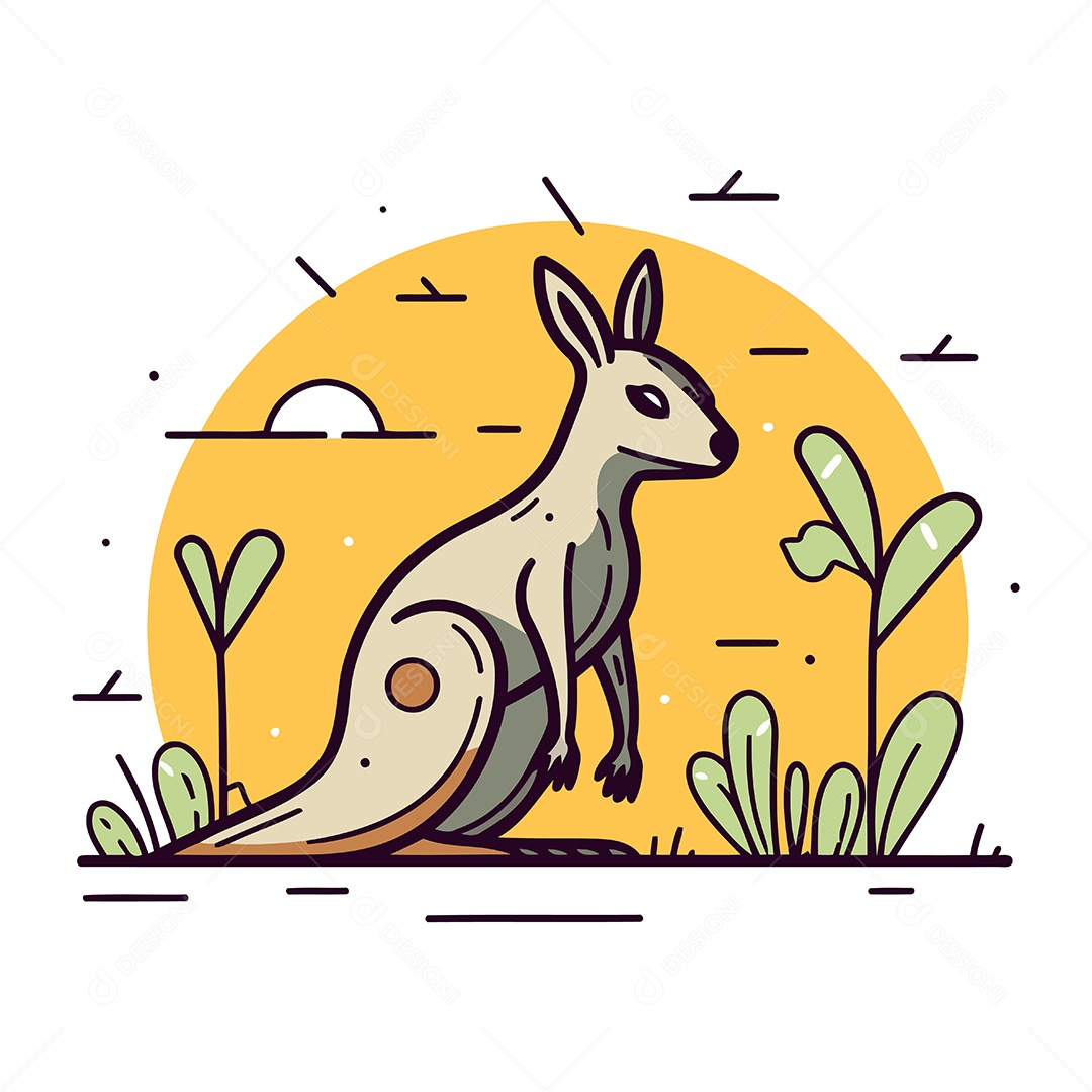 Canguru de Desenho Animado Ilustração Vetor EPS