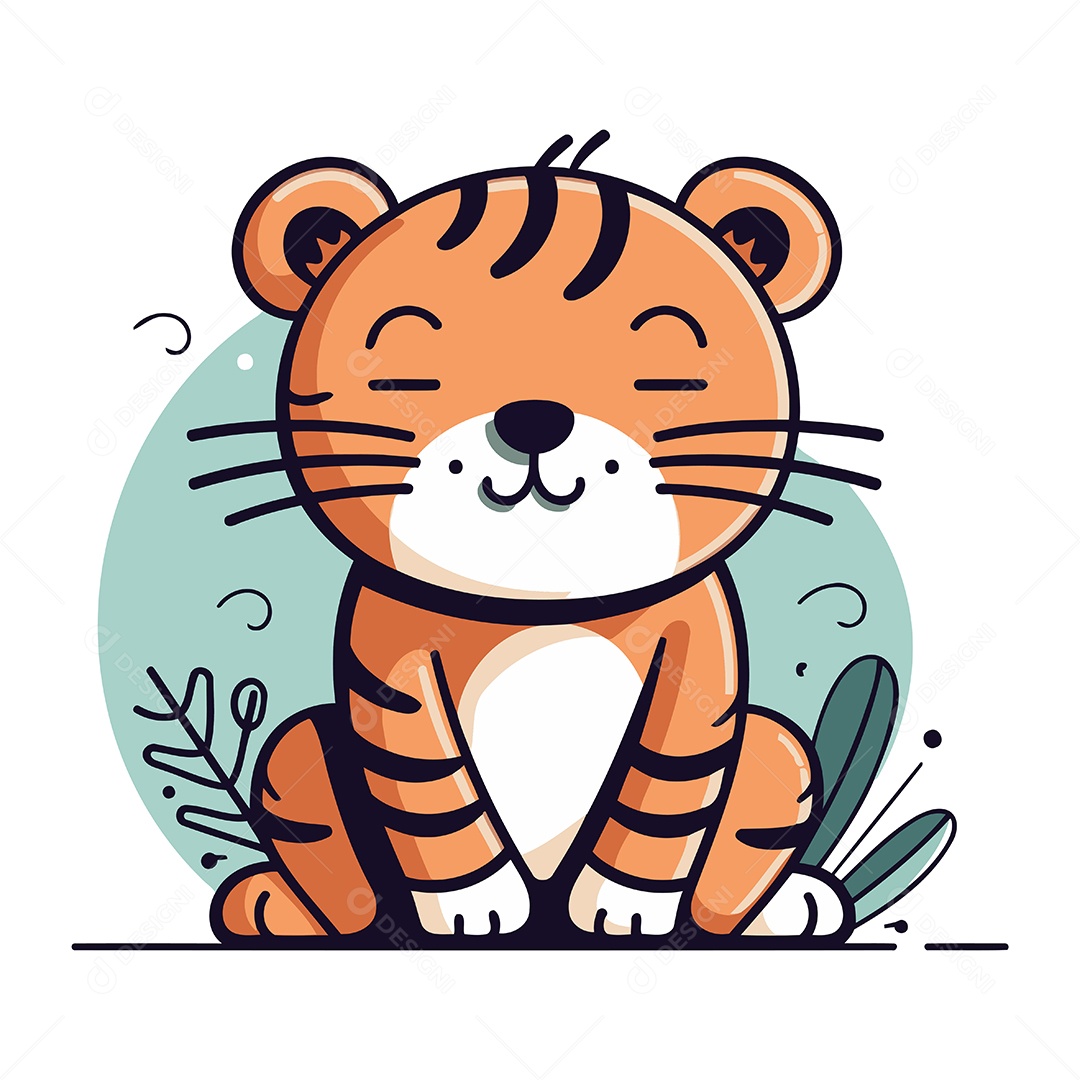Tigre de Desenho Animado Ilustração Vetor EPS