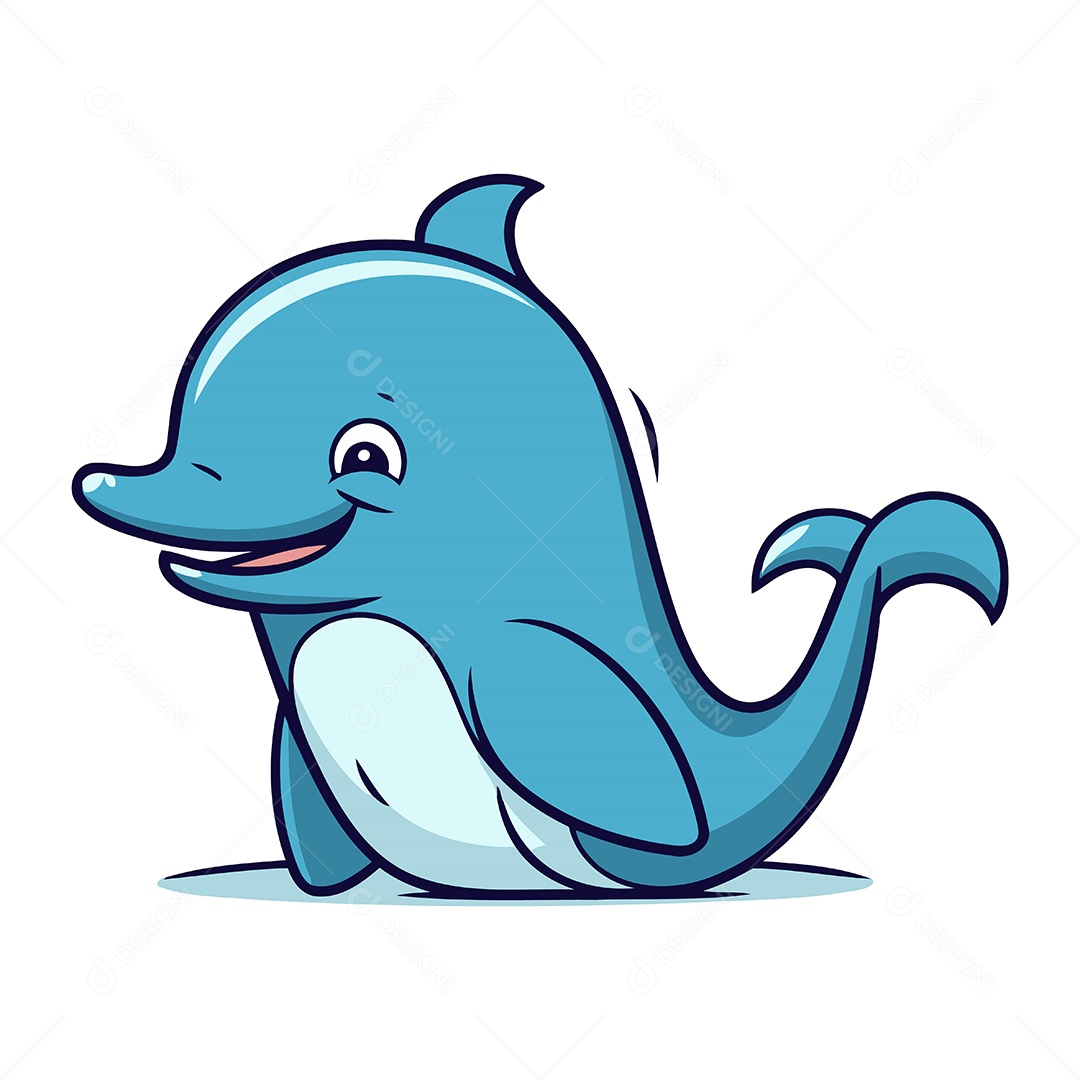 Golfinho de Desenho Animado Ilustração Vetor EPS