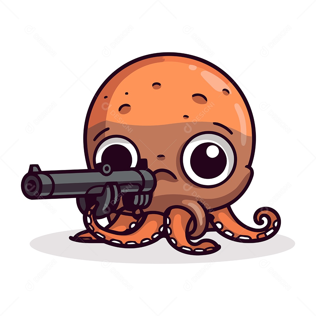Polvo com uma Arma Ilustração Vetor EPS