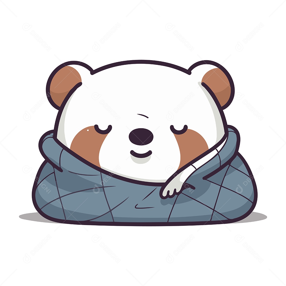 Panda Fofo Dormindo com Roupa de Inverno Ilustração Vetor EPS