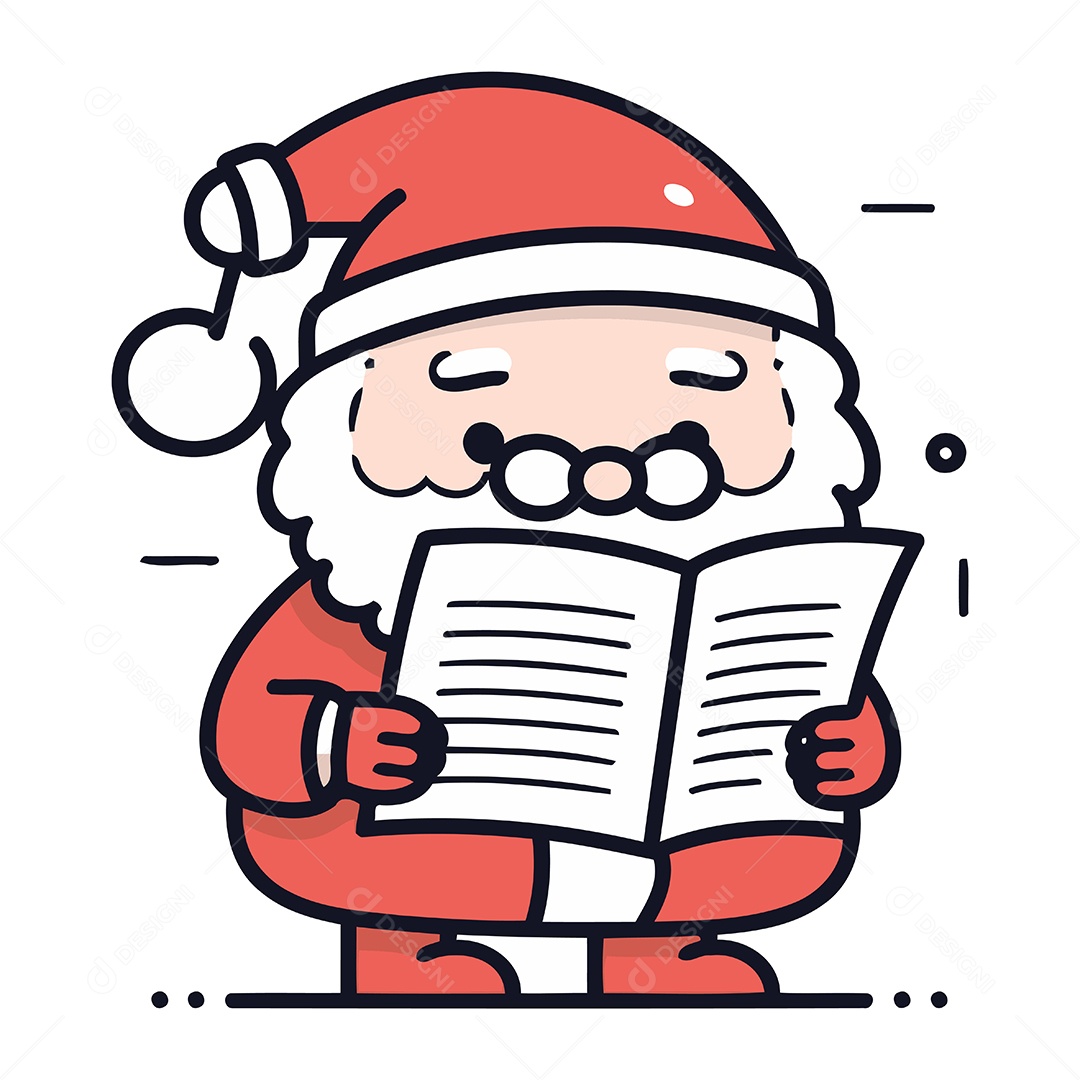 Papai Noel Lendo um Livro Ilustração Vetor EPS