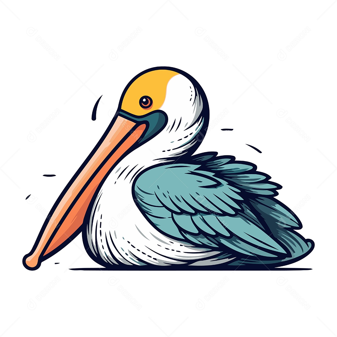 Pelicano de Desenho Animado Ilustração Vetor EPS
