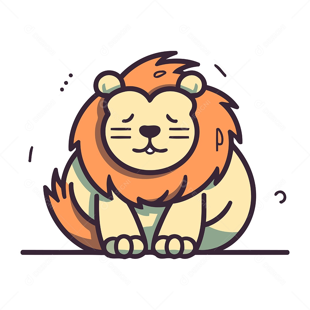 Leão de Desenho Animado Ilustração Vetor EPS