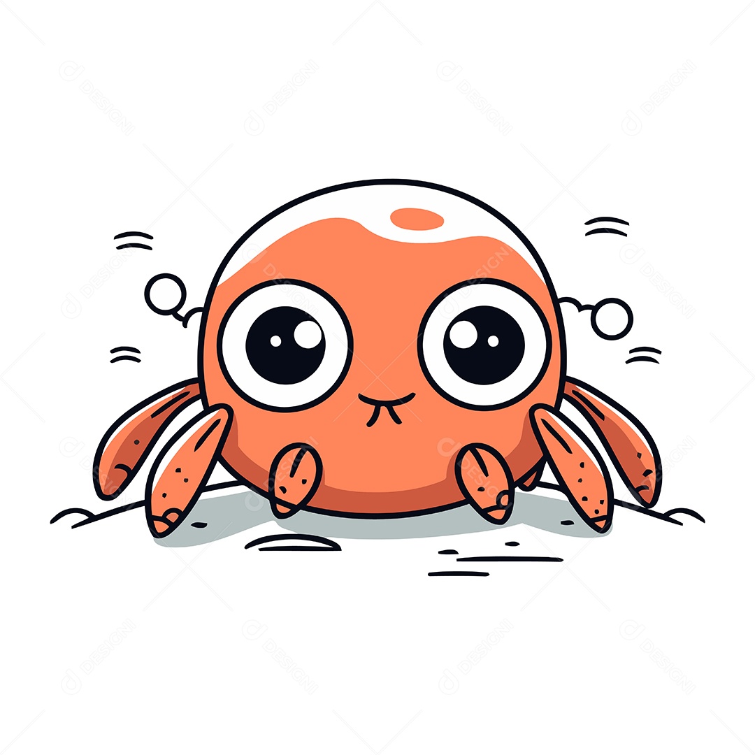 Caranguejo Fofo de Desenho Animado Ilustração Vetor EPS