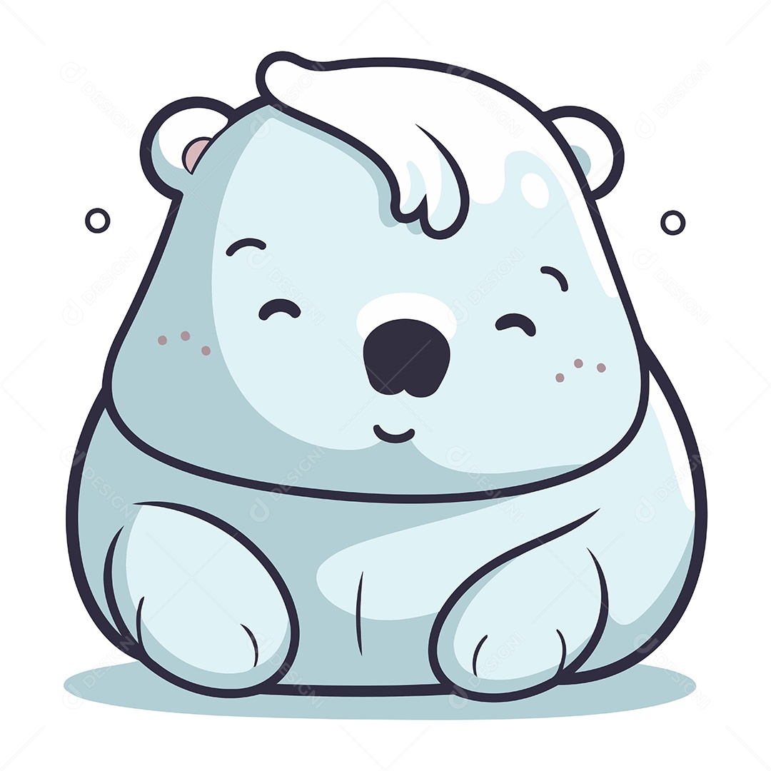 Urso Polar Fofo de Desenho Animado Ilustração Vetor EPS