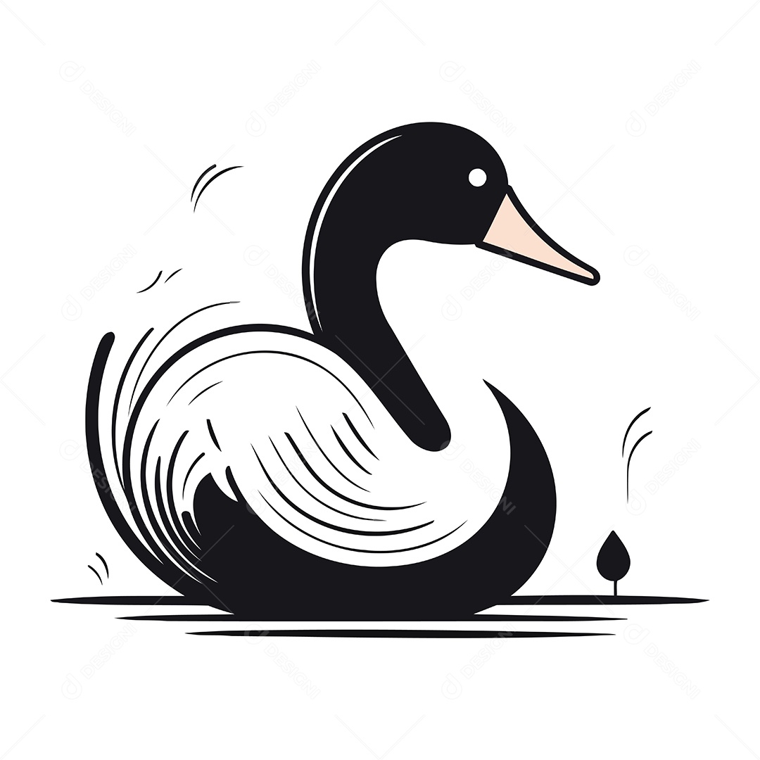 Cisne de Desenho Animado Ilustração Vetor EPS