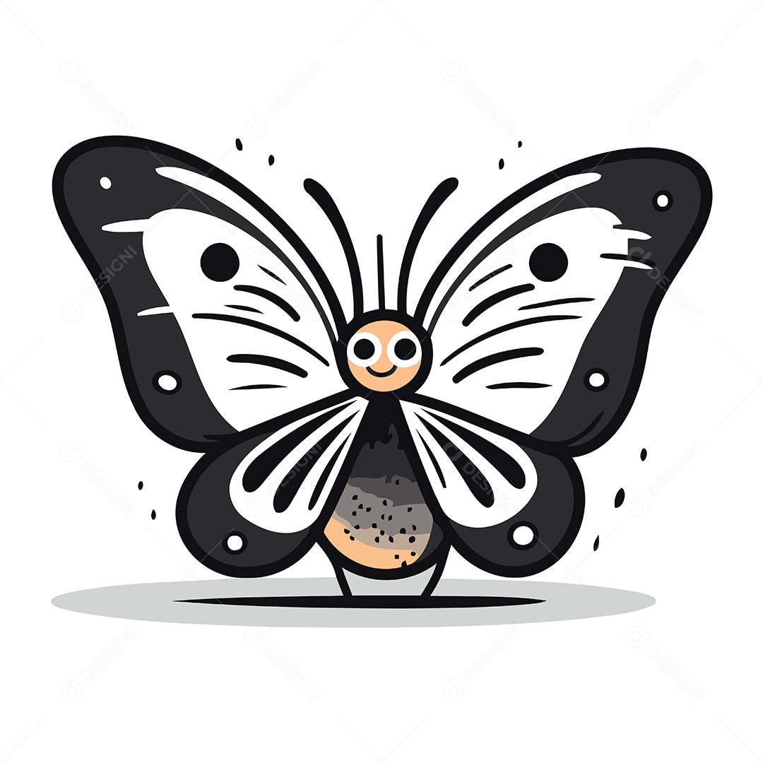 Borboleta de Desenho Animado Ilustração Vetor EPS