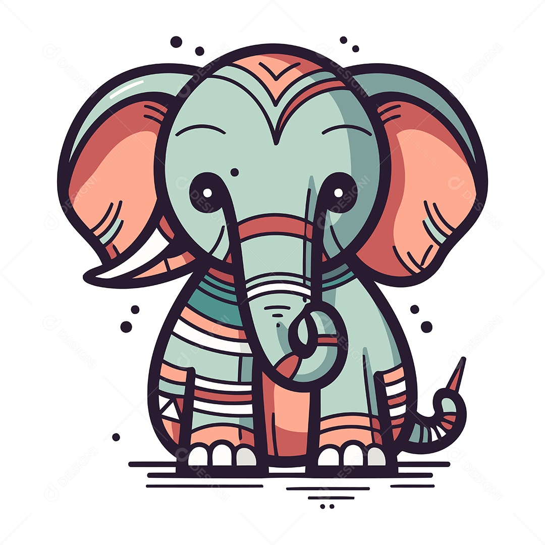 Elefante de Desenho Animado Ilustração Vetor EPS