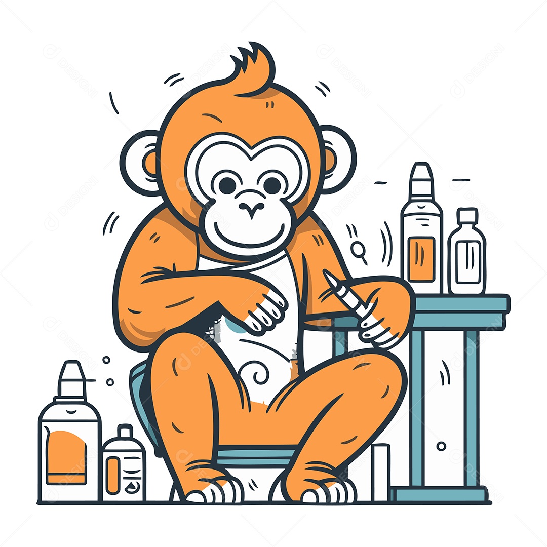 Macaco de Desenho Animado Ilustração Vetor EPS