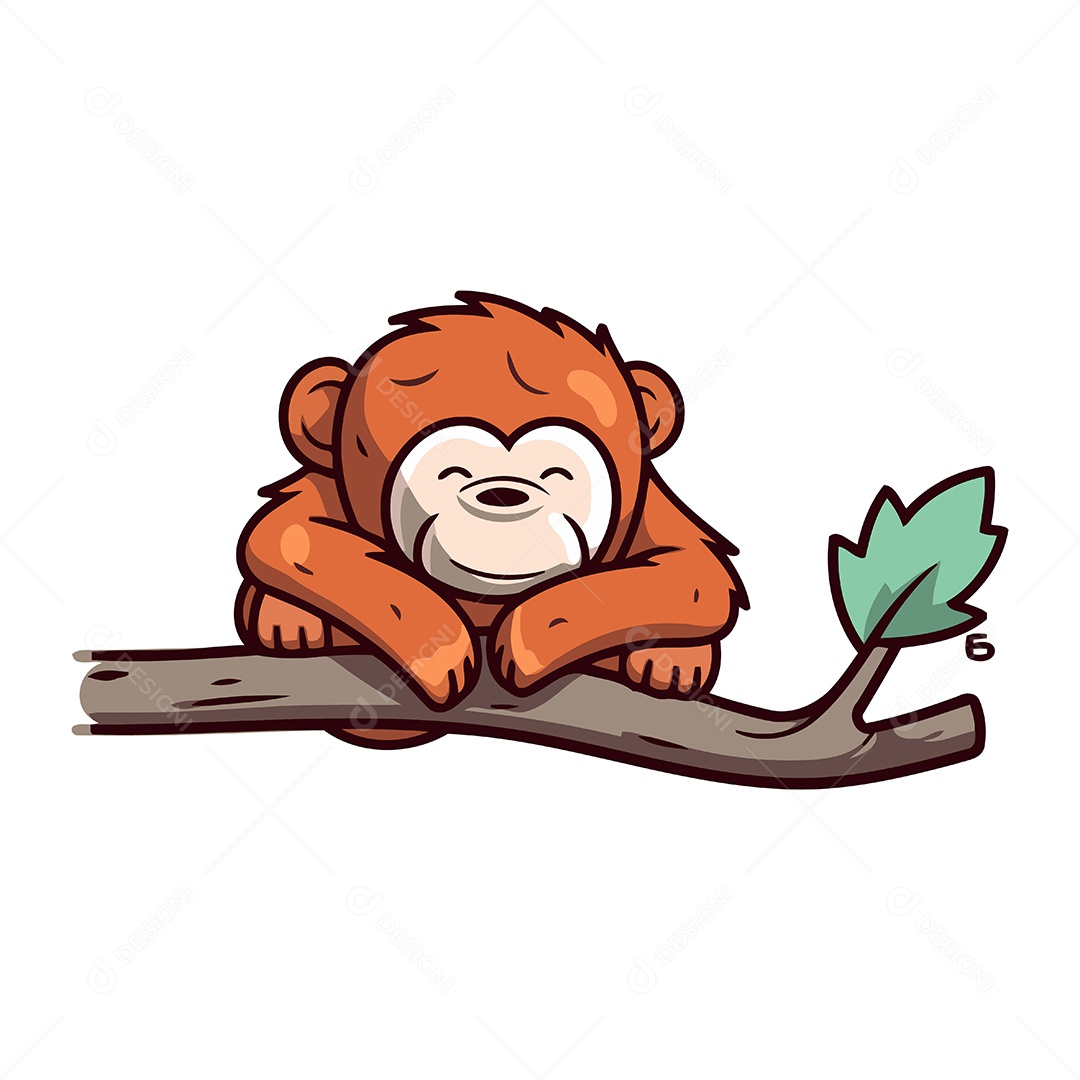 Macaco Fofo de Desenho Animado Ilustração Vetor EPS