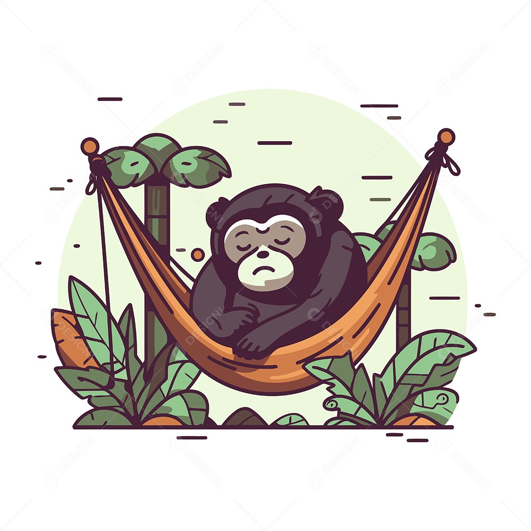 Macaco Sentado na Rede Ilustração Vetor EPS