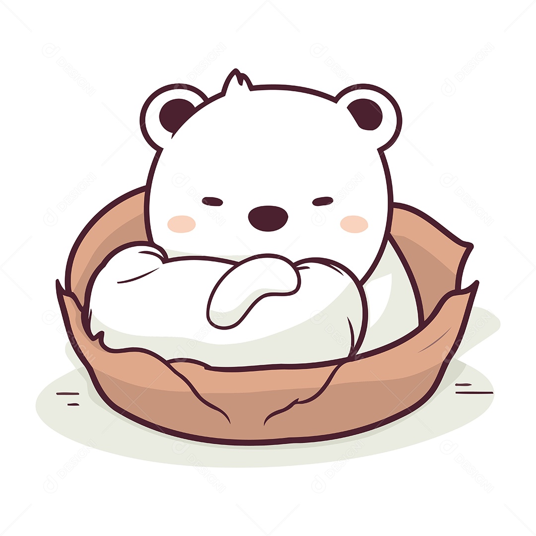 Urso Polar Fofo Dormindo Ilustração Vetor EPS