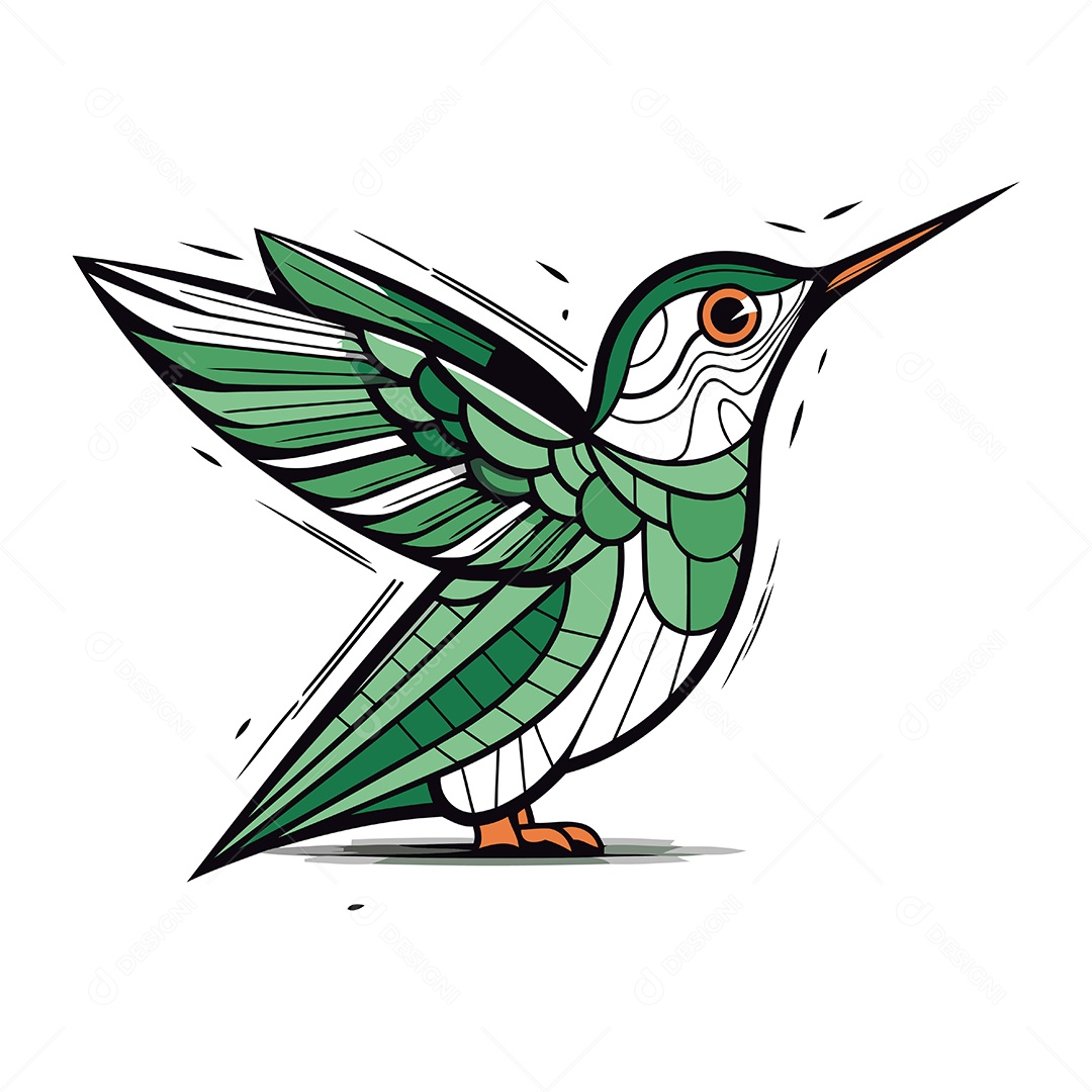 Beija Flor de Desenho Animado Ilustração Vetor EPS