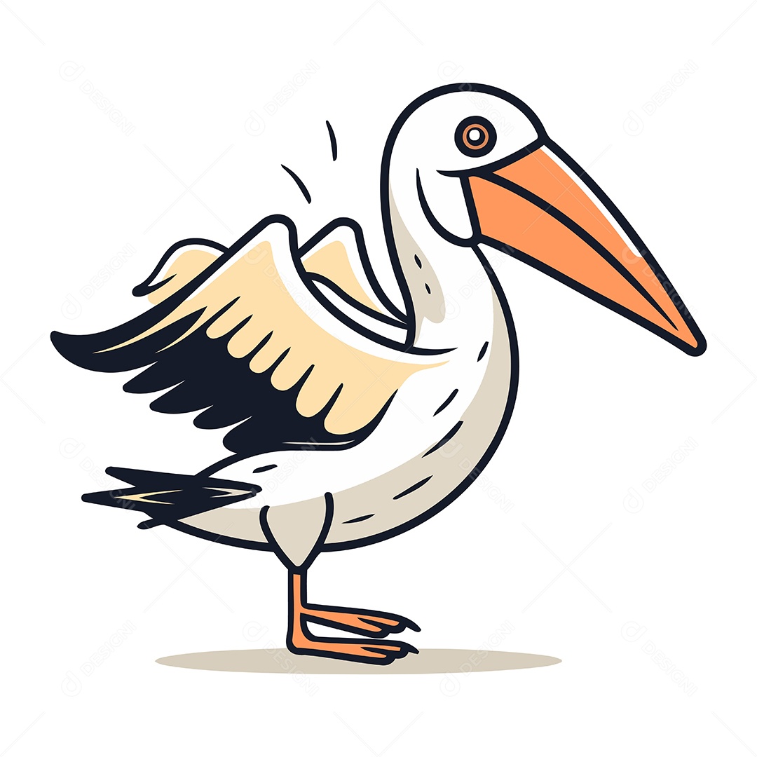 Pelicano de Desenho Animado Ilustração Vetor EPS