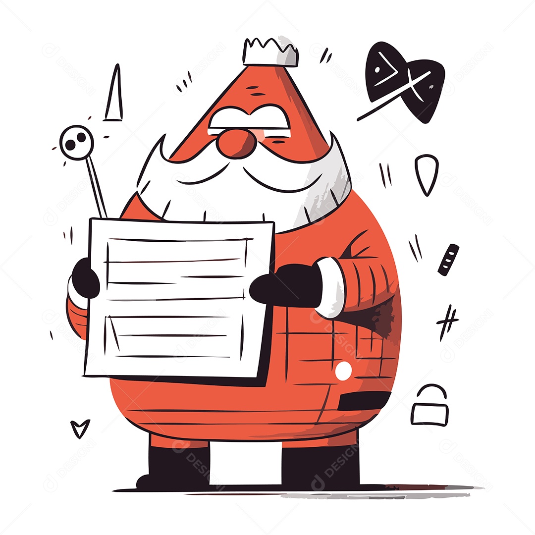 Papai Noel Segurando uma Carta Ilustração Vetor EPS