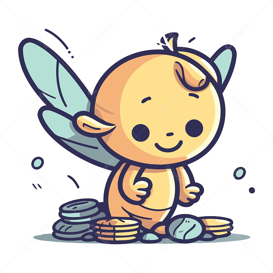 Fada Bonitinha com Muito Dinheiro Ilustração Vetor EPS