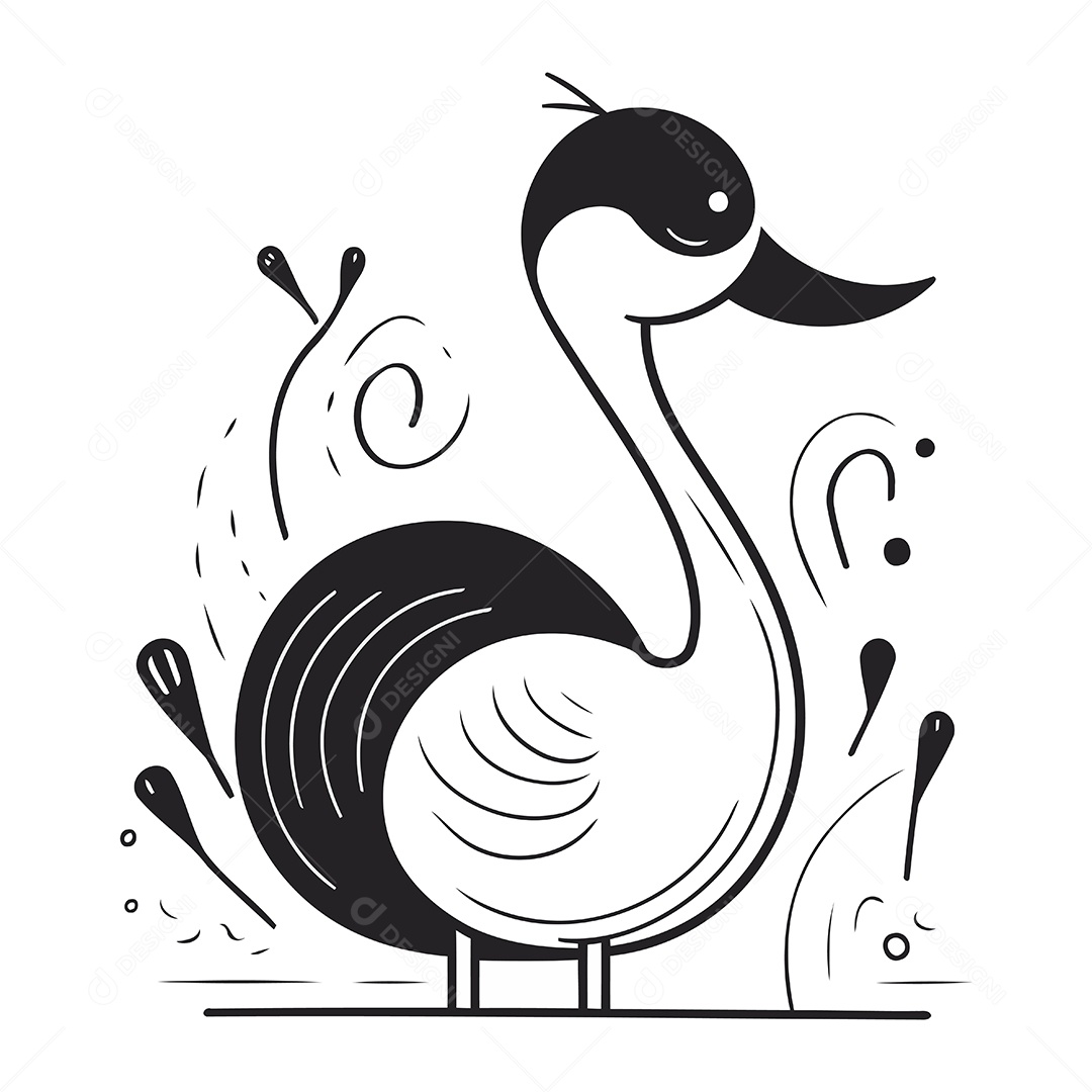 Cisne de Desenho Animado Ilustração Vetor EPS