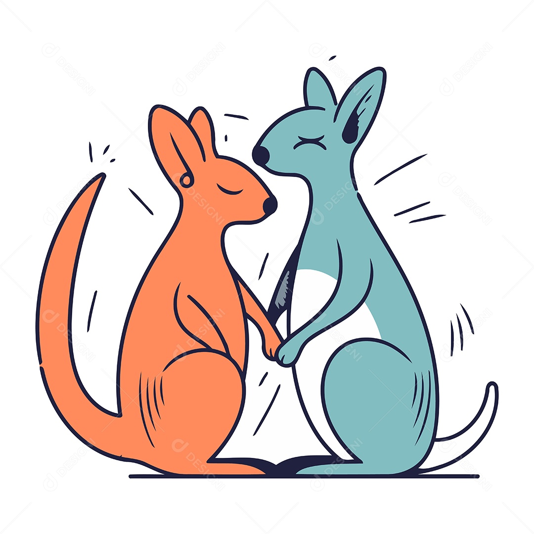 Cangurus de Desenho Animado Ilustração Vetor EPS