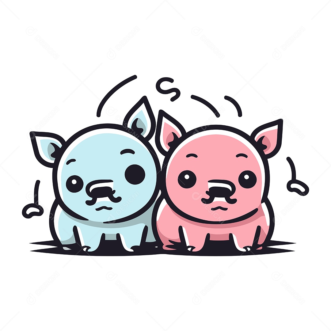 Porcos de Desenho Animado Ilustração Vetor EPS