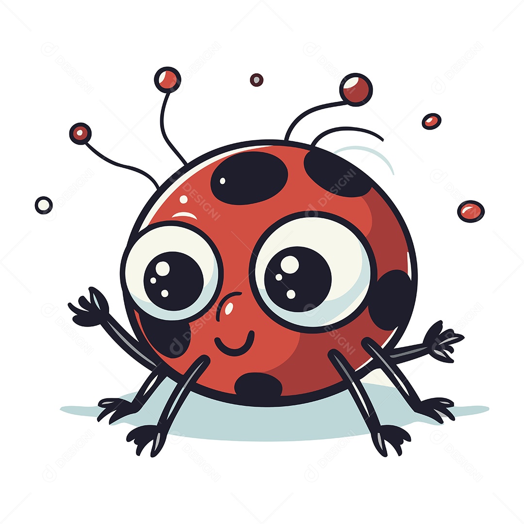 Joaninha de Desenho Animado Ilustração Vetor EPS