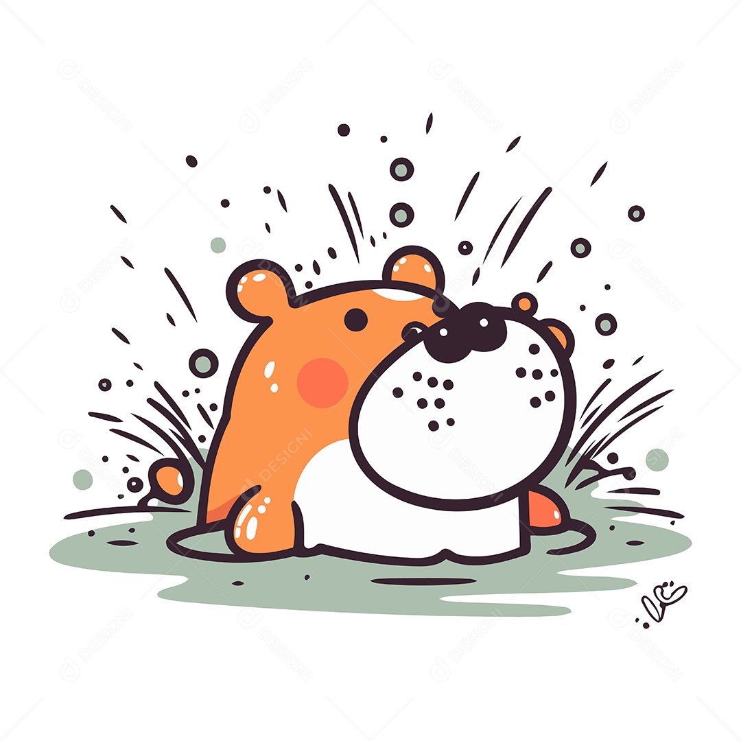 Hamster Fofo de Desenho Animado Ilustração Vetor EPS