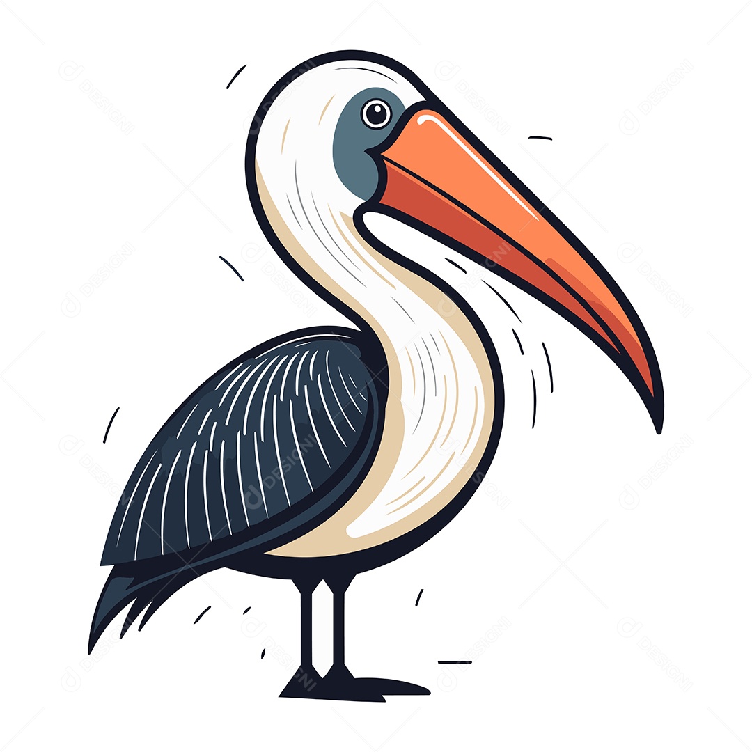 Pelicano de Desenho Animado Ilustração Vetor EPS
