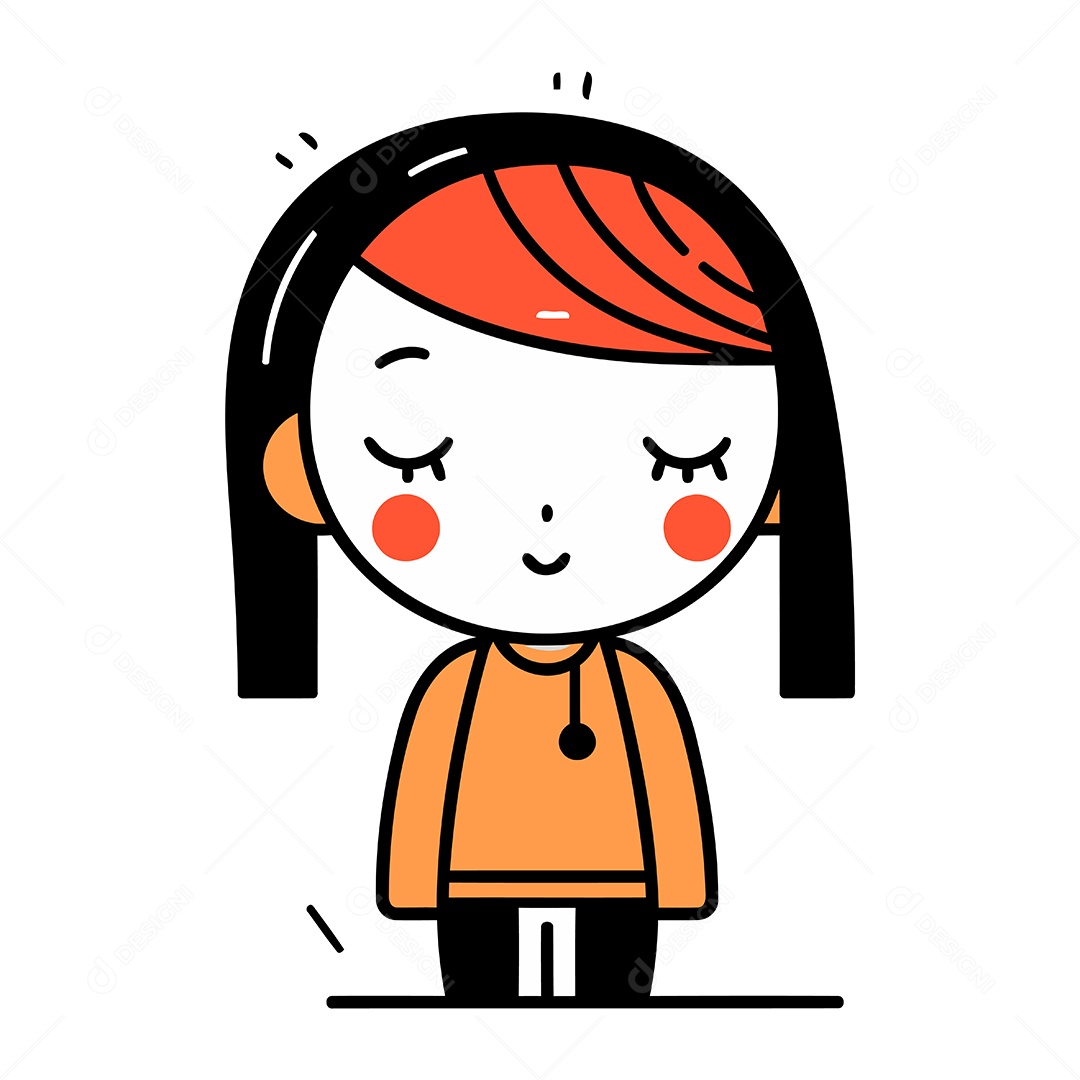 Menina Fofa de Desenho Animado Ilustração Vetor EPS