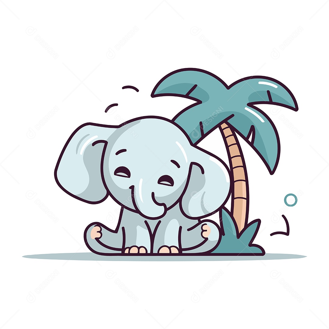 Elefante Fofo de Desenho Animado Ilustração Vetor EPS