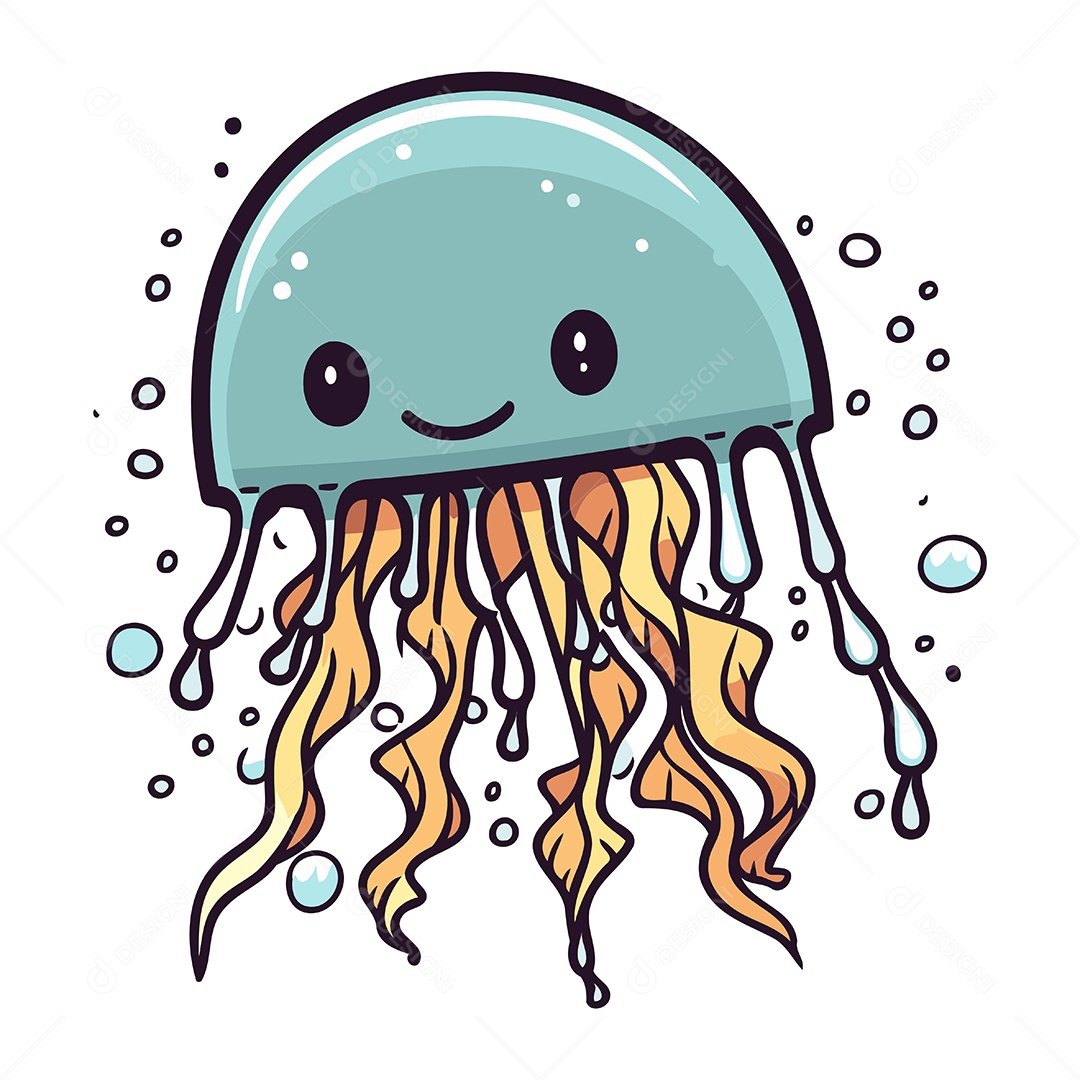 Água Viva de Desenho Animado Ilustração Vetor EPS