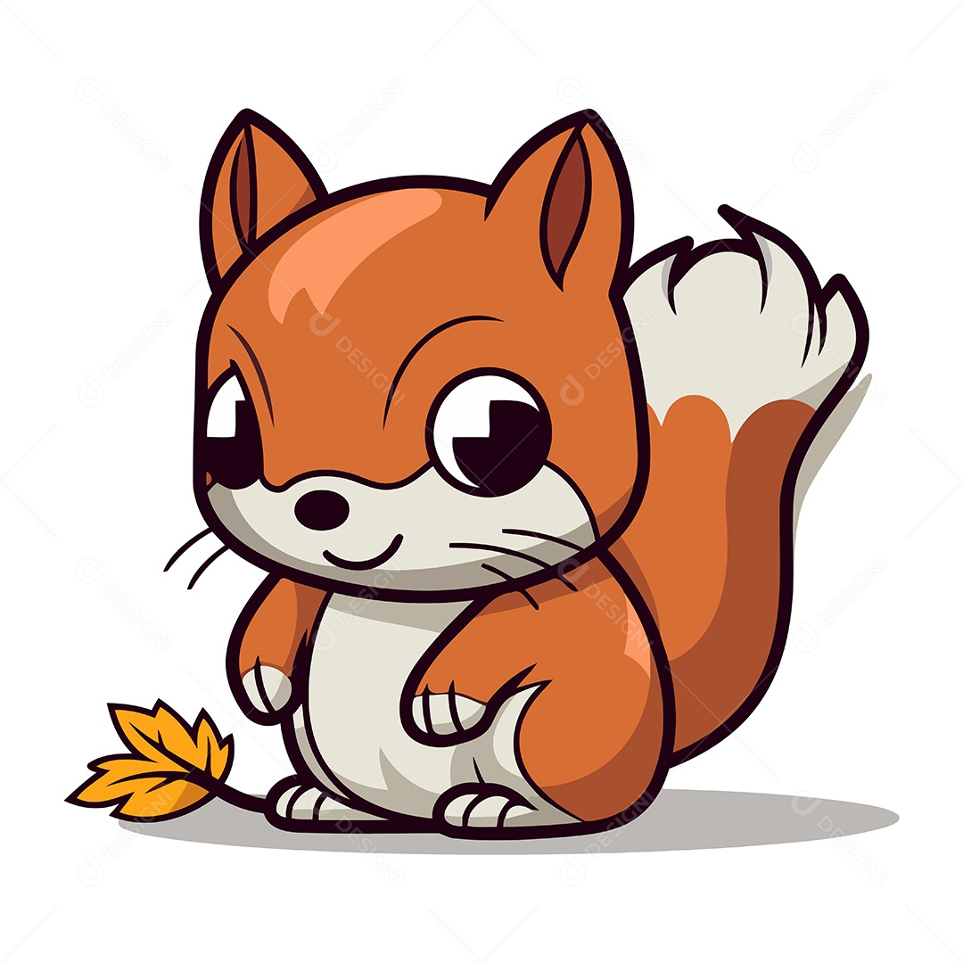 Esquilo Fofo de Desenho Animado Ilustração Vetor EPS