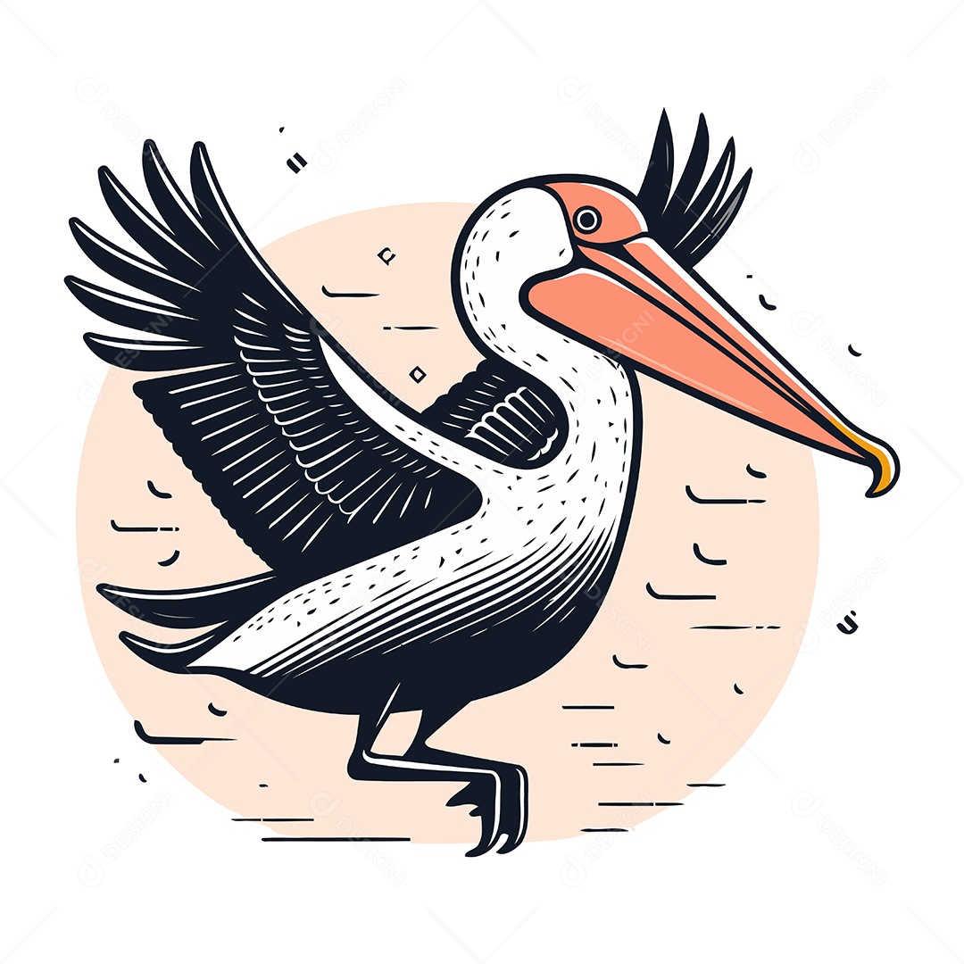 Pelicano de Desenho Animado Ilustração Vetor EPS
