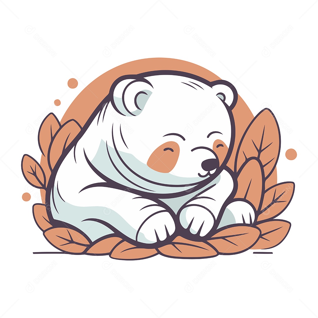 Urso Polar Fofo de Desenho Animado Ilustração Vetor EPS