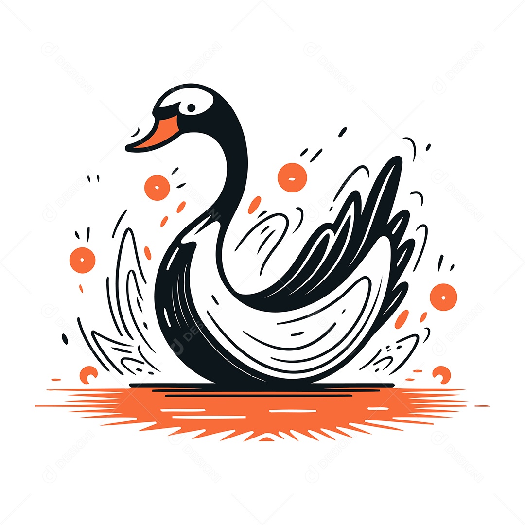 Cisne de Desenho Animado Ilustração Vetor EPS