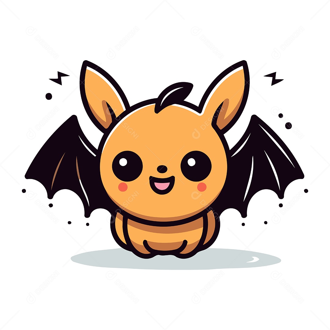 Morcego Fofo de Desenho Animado Ilustração Vetor EPS