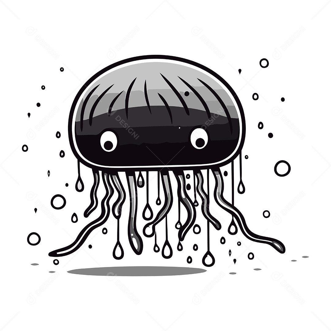 Água Viva de Desenho Animado Ilustração Vetor EPS