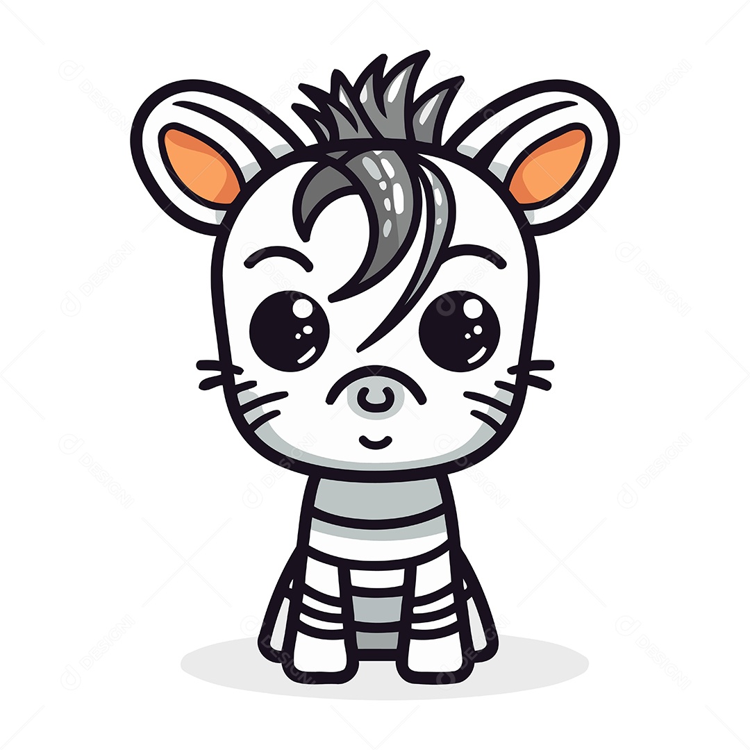 Zebra Fofa de Desenho Animado Ilustração Vetor EPS