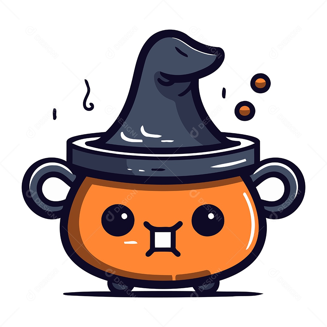 Vaso Fofo de Bruxa de Halloween Ilustração Vetor EPS