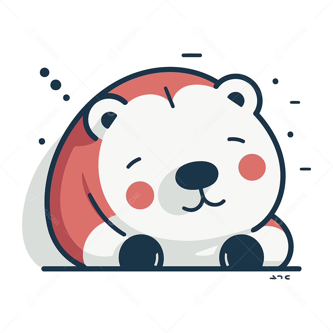 Urso Polar Bonito de Desenho Animado Ilustração Vetor EPS