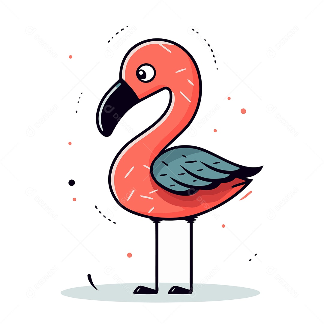 Flamingo de Desenho Animado Ilustração Vetor EPS