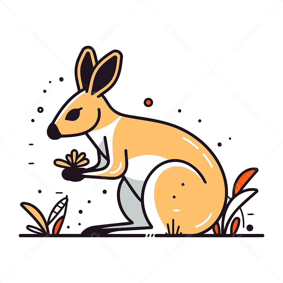 Canguru de Desenho Animado Ilustração Vetor EPS